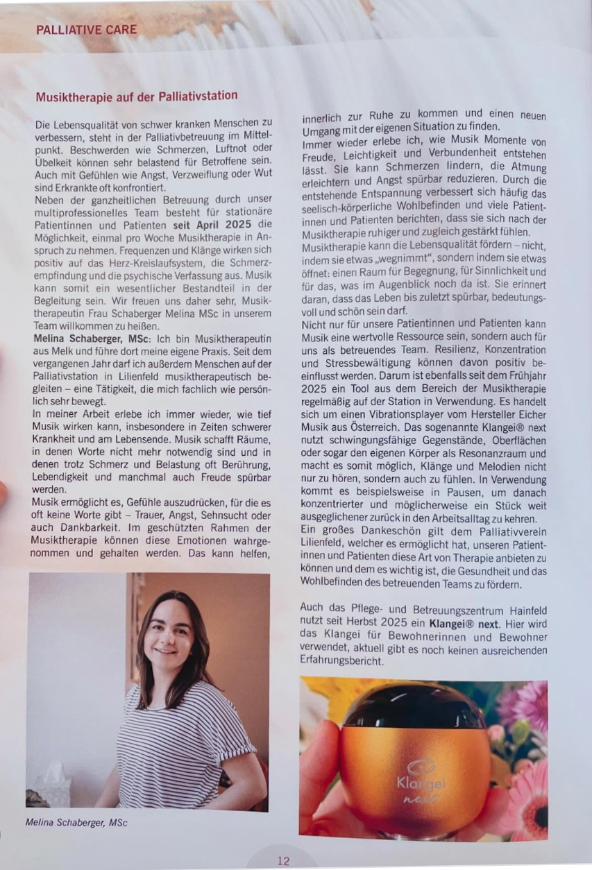 Palliative Care Klangei next Artikel Melina Schaberger